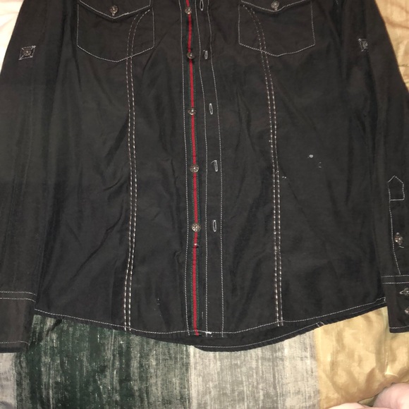 El General Red and green striped Black Button-up - Picture 3 of 5